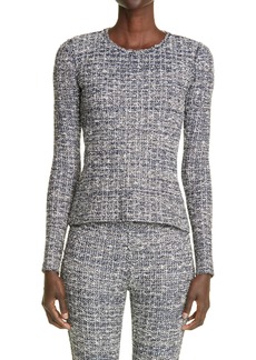 St. John Collection Long Sleeve Boucle Knit Top in Marine Multi at Nordstrom