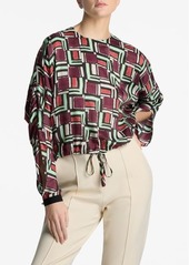 St. John Collection Painted Geometric Print Dolman Sleeve Top