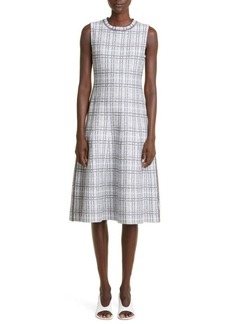 St. John Collection Pixelated Plaid Jacquard Fit & Flare Dress