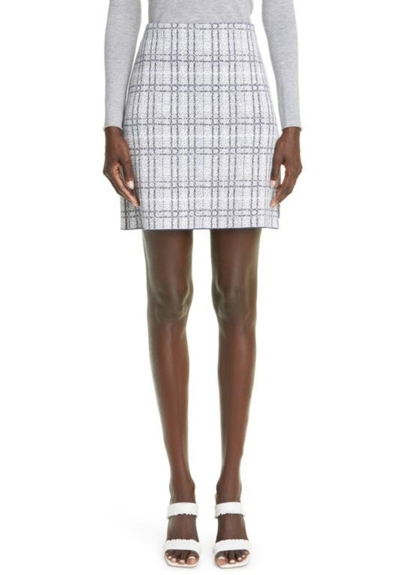 St. John Collection Pixelated Plaid Jacquard Miniskirt