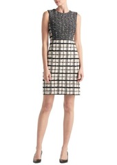 St. John Collection Plaid Sleeveless Tweed Knit Sheath Dress