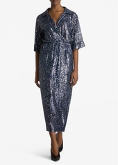 St. John Collection Sequin Fluid Midi Shirtdress