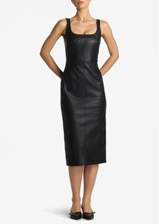 St. John Collection Sleeveless Stretch Leather Dress