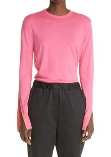 St. John Collection Slit Sleeve Wool & Silk Sweater in Cere Cerise at Nordstrom