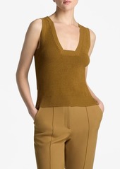 St. John Collection Square Neck Rib Sleeveless Sweater