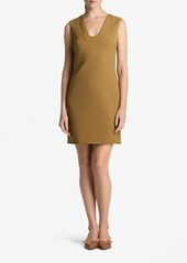 St. John Collection Squared V-Neck Stretch Crepe Dress