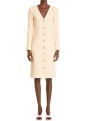 St. John Collection Stretch Bouclé Slub Knit Long Sleeve Dress in Chamomile at Nordstrom