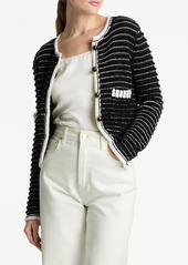 St. John Collection Stripe Eyelash Chenille Sweater Jacket