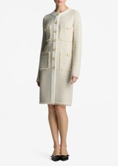 St. John Collection Stripe Long Sleeve Metallic Tweed Dress