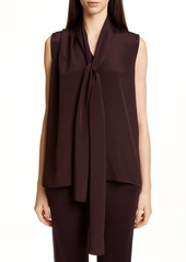 St. John Collection Tie Neck Stretch Silk Shell