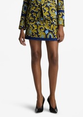 St. John Collection Western Paisley Print Cotton Blend Matelassé Miniskirt