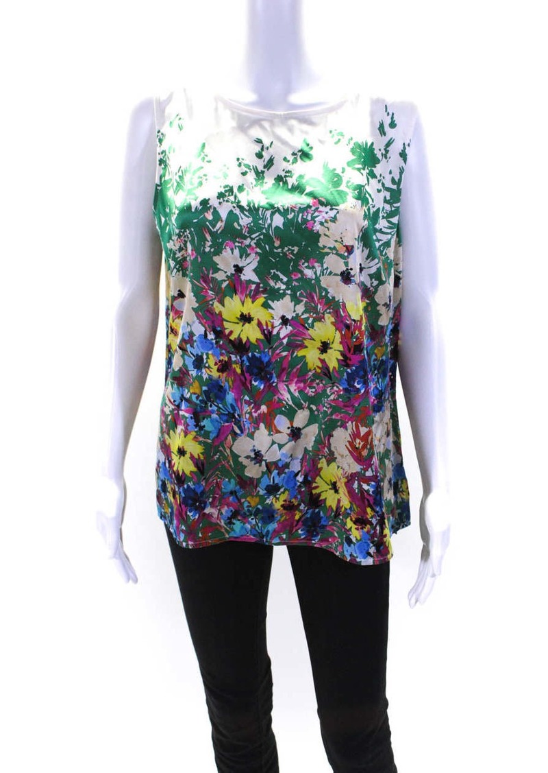 St. John Collection Womens Silk Floral Print Tank Top Multi Colored