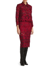 St. John Evening Floral Guipure Lace Skirt