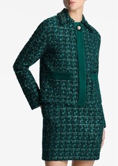 St. John Evening Metallic Tweed & Twill Jacket