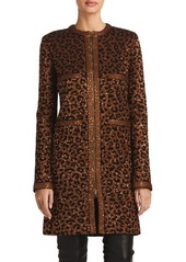 St. John Evening Sequin Leopard Jacquard Long Jacket