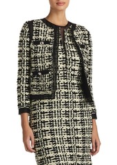 St. John Evening Sequin Plaid Tweed Knit Short Jacket