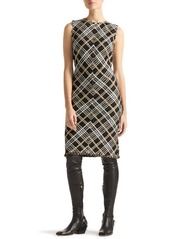 St. John Evening Sparkle Plaid Tweed Knit Sheath Dress