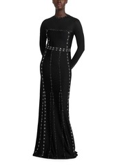 St. John Long Sleeve Embellished Gown