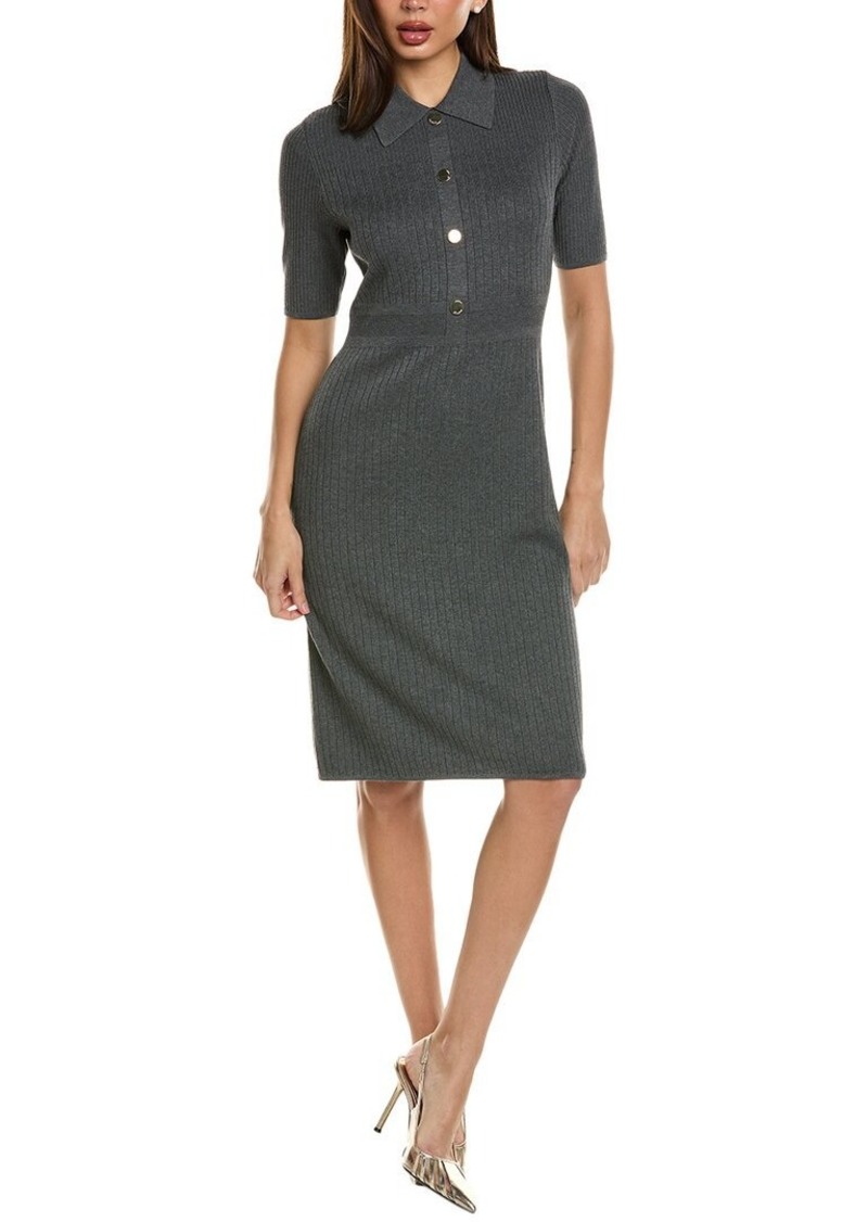 St. John Mixed Flatball Rib Knit Sweaterdress