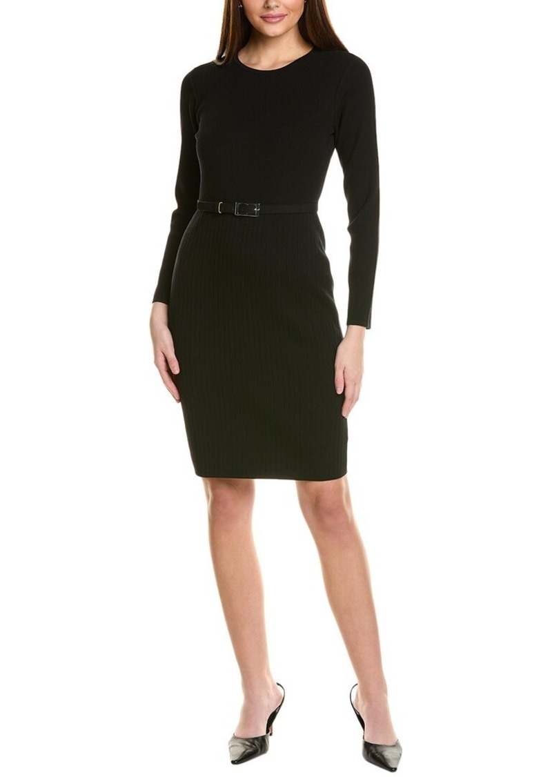 St. John Mixed Rib Sheath Dress