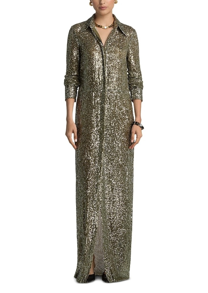 St. John Sequined Shirt Gown