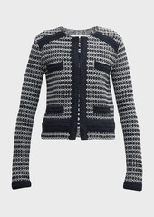 St. John Textured-Trim Bi-Color Knit Jacket