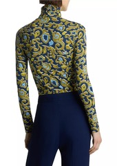 St. John Western Paisley Turtleneck Top