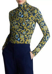 St. John Western Paisley Turtleneck Top