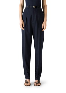 St. John Collection Pleated Grain de Poudre Pants in Navy at Nordstrom