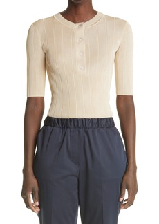 St. John Collection Rib Henley Top in Begi Beige at Nordstrom