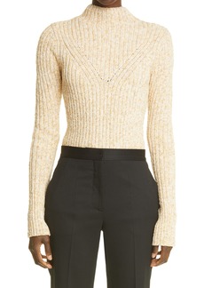 St. John Collection Rib Mock Neck Sweater in Oat Multi at Nordstrom
