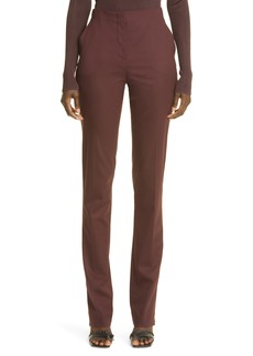 St. John Collection Zip Cuff Stretch Wool Pants in Rasi Raisin at Nordstrom