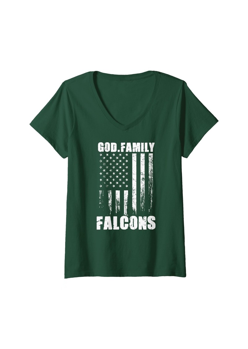 Womens St. John Paul II Catholic Falcons God. Family. Vintage USA V-Neck T-Shirt