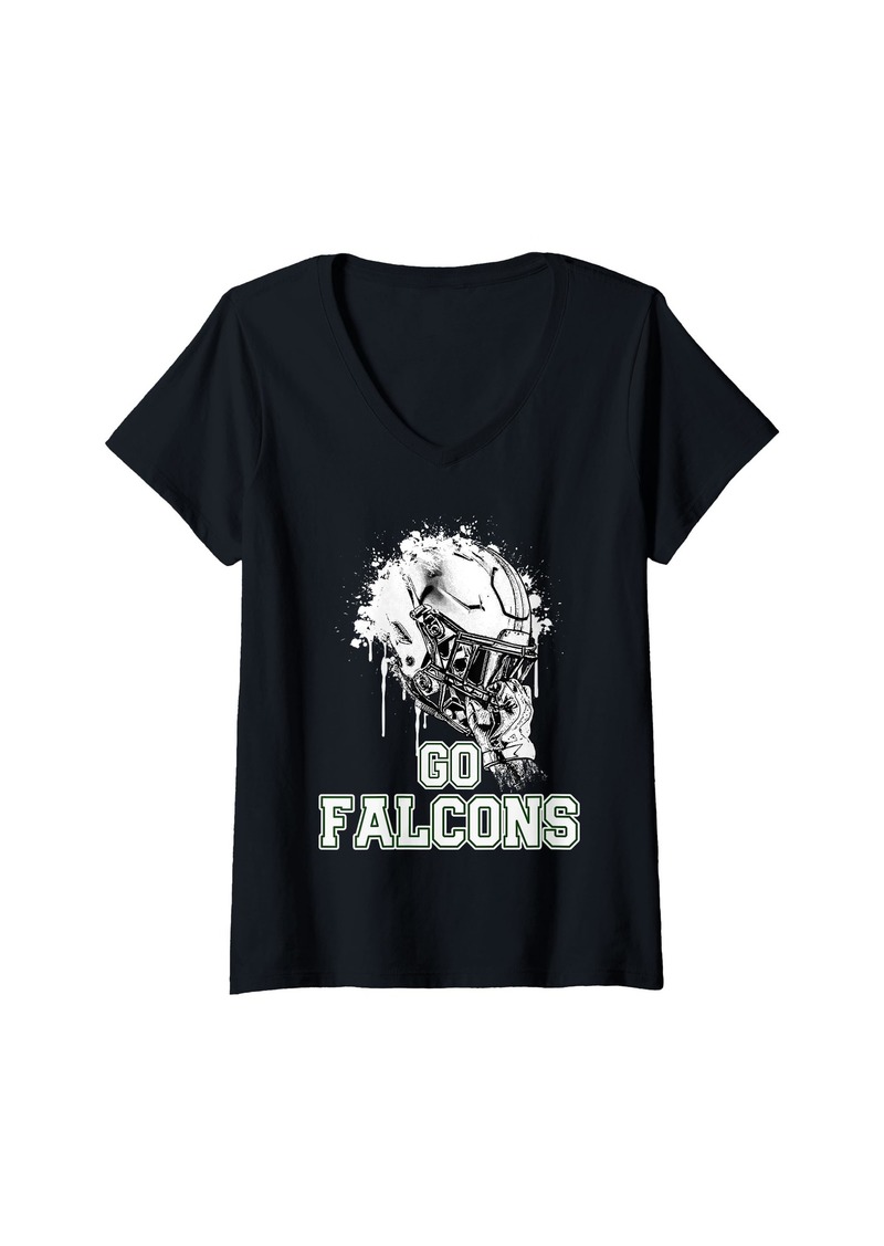 Womens St. John Paul II Catholic Falcons Rising Helmet GO! V-Neck T-Shirt