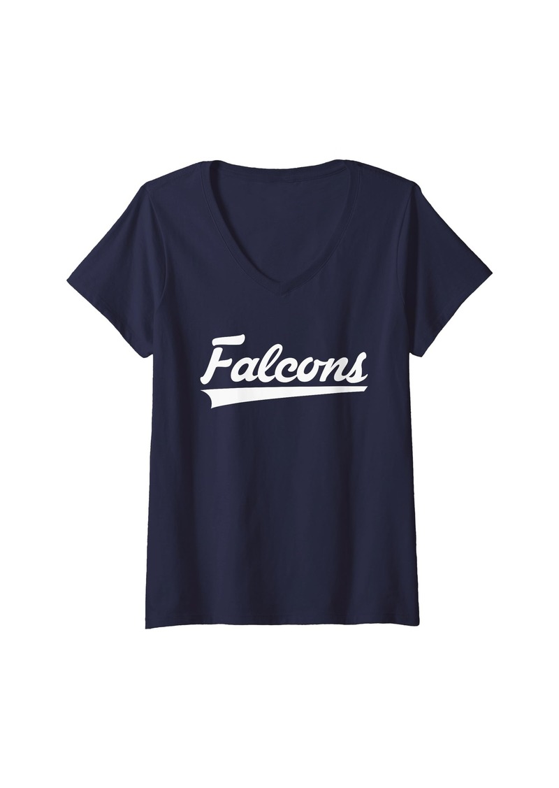 Womens St. John Paul II Catholic Falcons Vintage Swoosh V-Neck T-Shirt