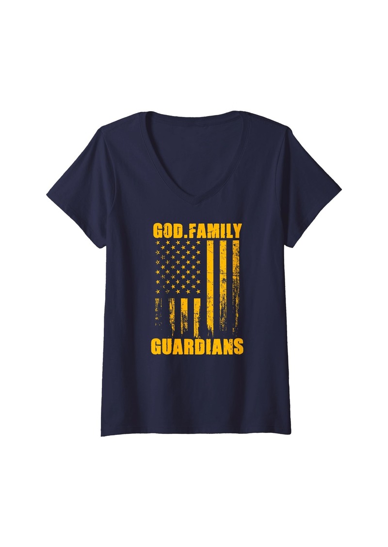 Womens St. John Paul II Catholic Guardians God. Family. Vintage USA V-Neck T-Shirt