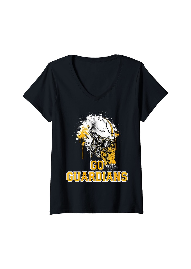 Womens St. John Paul II Catholic Guardians Rising Helmet GO! V-Neck T-Shirt