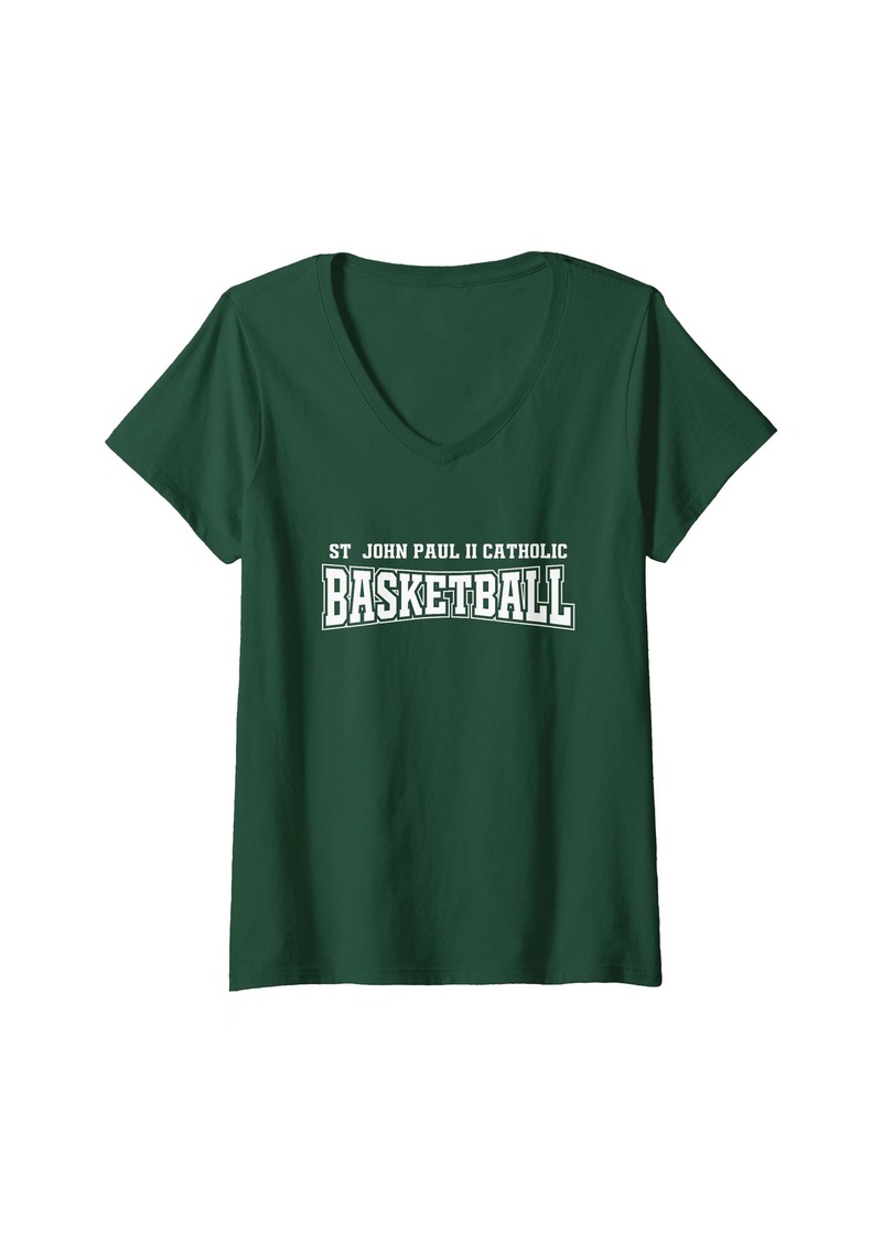 Womens St. John Paul II Catholic High School Basketball Warp HS V-Neck T-Shirt