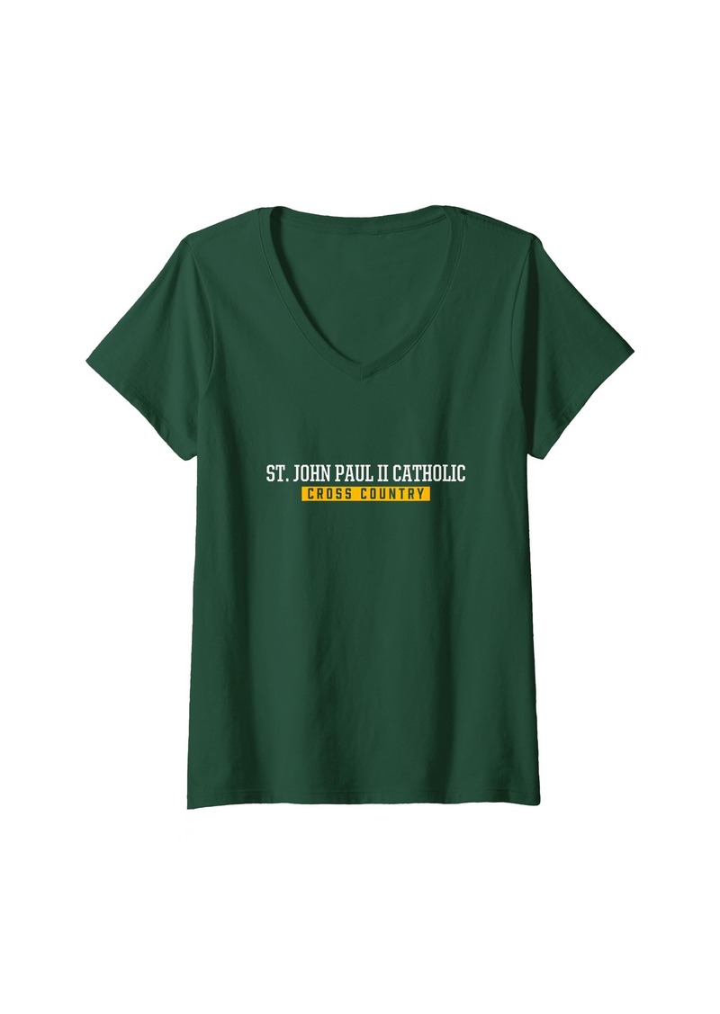 Womens St. John Paul II Catholic High School Cross Country V-Neck T-Shirt