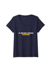 Womens St. John Paul II Catholic High School Football HS V-Neck T-Shirt