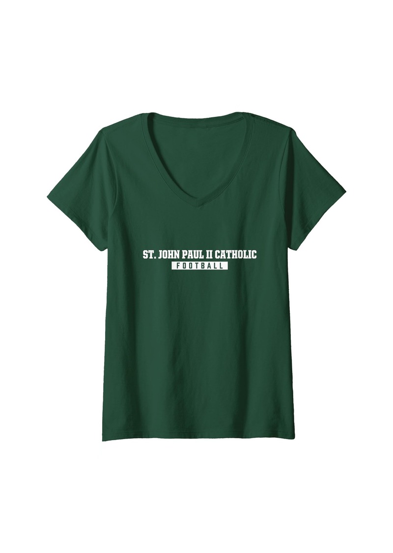 Womens St. John Paul II Catholic High School Football HS V-Neck T-Shirt