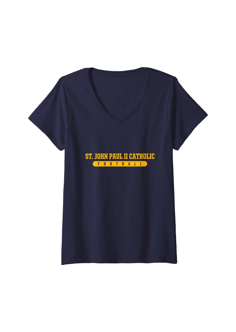 Womens St. John Paul II Catholic High School Football V-Neck T-Shirt