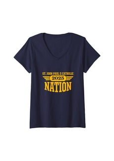 Womens St. John Paul II Catholic High School Nation 2025 HS V-Neck T-Shirt