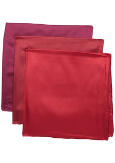 Stacy Adams Men's 100% Silk Hand Rolled 17"x 17" Pocket Square Three Piece Set Burgundy/Medium Red/F.Red