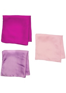 Stacy Adams Men's 100% Silk Hand Rolled 17"x 17" Pocket Square Three Piece Set Lilac-Pink-Fushia