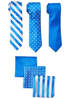 STACY ADAMS mens 3 Pack Satin Solid Striped Dots With Pocket Squares Necktie   US