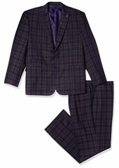 STACY ADAMS Men's 4-Piece Peak Lapel Plaid Vested Suit with 2 Pants  44 Long