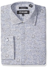 STACY ADAMS Men's Big and Tall B & T Floral Sketch On Mini Stripe Classic Fit Dress Shirt  16.5" Neck 36-37" Sleeve