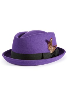 Stacy Adams Men's Wool Contrast-Band Pork Pie Fedora Hat - Purple