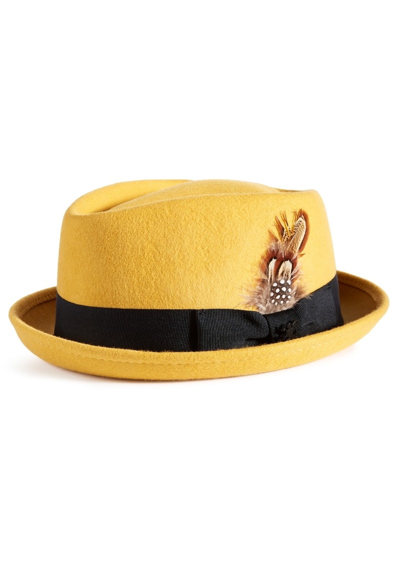 Stacy Adams Men's Diamond-Crown Wool Pork Pie Hat - Gold